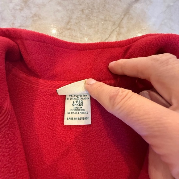 L.L. Bean Women's Red Fleece Full Zip Jacket; Pockets; Mock Neck; Large Reg. - Picture 4 of 6
